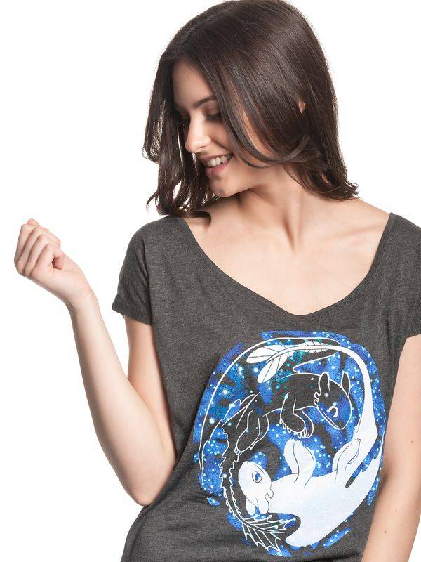 Nastrovje Potsdam Dragons, Drachenzähmen leicht gemacht Night & Light Damen Loose-Shirt dunkelgrau meliert Riesige Ersparnisse