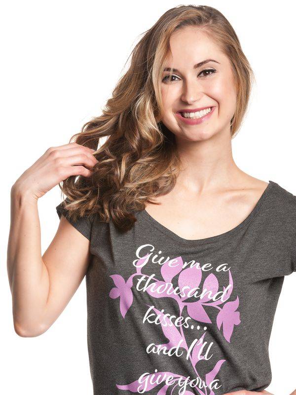 Nastrovje Potsdam Outlander Thousand Kisses Damen Loose-Shirt dunkelgrau meliert Tiefpreis
