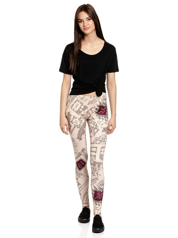 Nastrovje Potsdam Harry Potter Marauders Map Damen Leggings beige/allover Begrenzte Freigabe