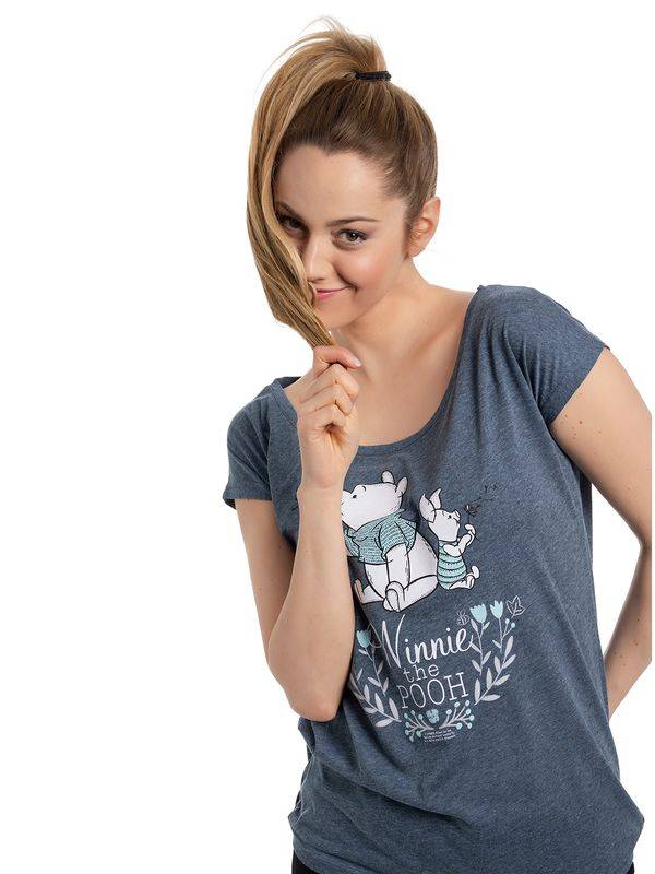 Nastrovje Potsdam Winnie the Pooh Friend Damen Loose-Shirt blau meliert Neueste Stile