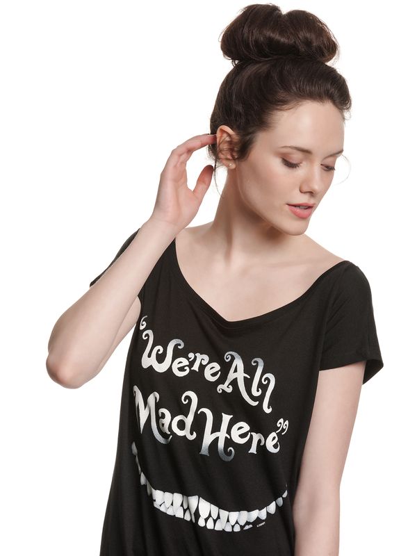 Nastrovje Potsdam Alice im Wunderland Mad Here Smile Damen Loose-Shirt schwarz Bis zu 60% Rabatt