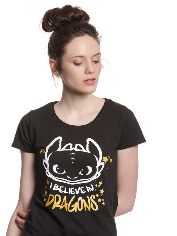 Nastrovje Potsdam Dragons, Drachenzähmen leicht gemacht I Believe In Dragons Damen T-Shirt schwarz Nur noch ein Tag übrig
