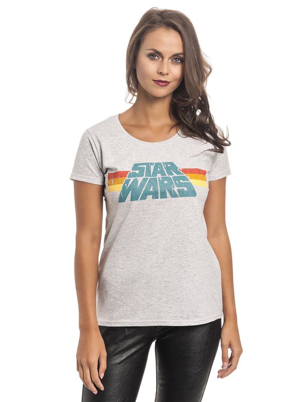 Nastrovje Potsdam Star Wars Vintage 77 Damen T-Shirt grau meliert Kostenloser Versand international