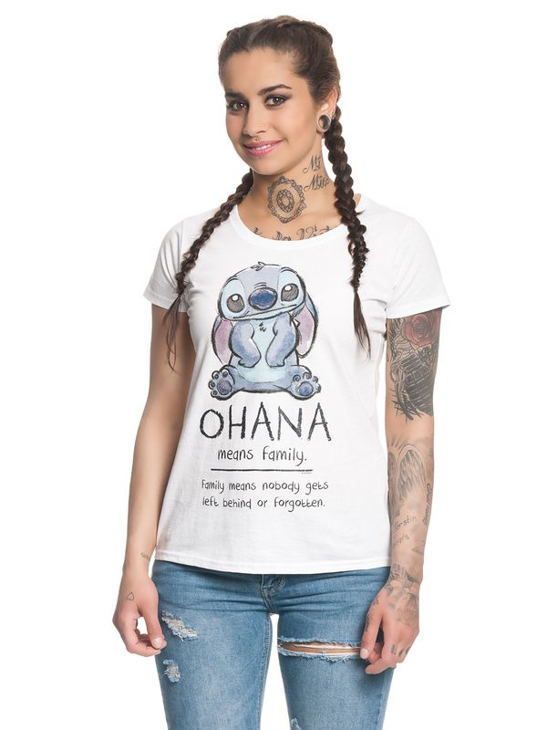 Nastrovje Potsdam Lilo & Stitch Ohana Means Family Damen T-Shirt weiss 50% Rabatt für begrenzte Zeit