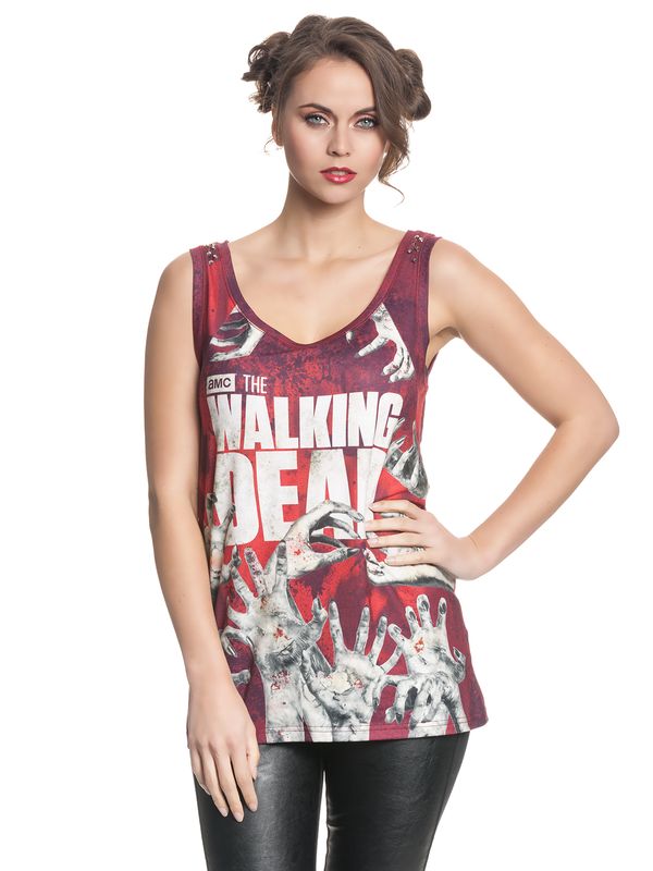 Nastrovje Potsdam The Walking Dead Walkers Hands Girl Ärmelloses Damen T-Shirt Allover-Druck im Angebot