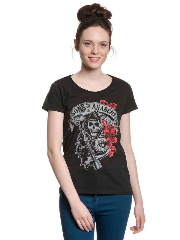 Nastrovje Potsdam Sons of Anarchy Reaper & Roses Girl T-shirt black Fabrikverkauf