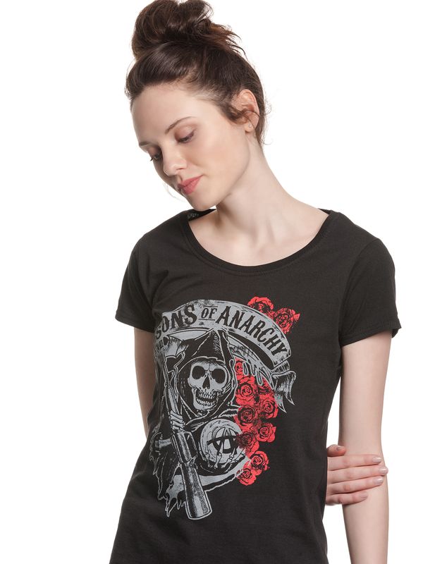 Nastrovje Potsdam Sons of Anarchy Reaper & Roses Girl T-shirt black Fabrikverkauf