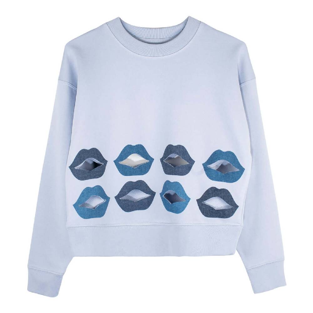 NIL+MON Crop Sweatshirt "Denim Lips" Preisnachlass