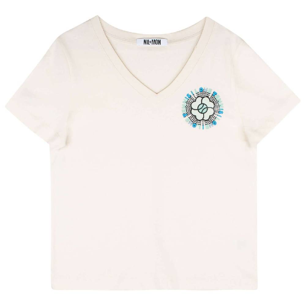 NIL+MON V-Neck Shirt "Circle Blue" Tägliche Deals