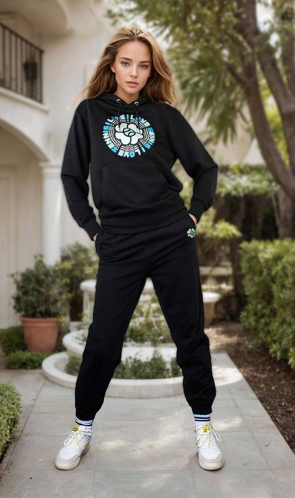 NIL+MON Hoodie "Circle Blue" Neueste Mode