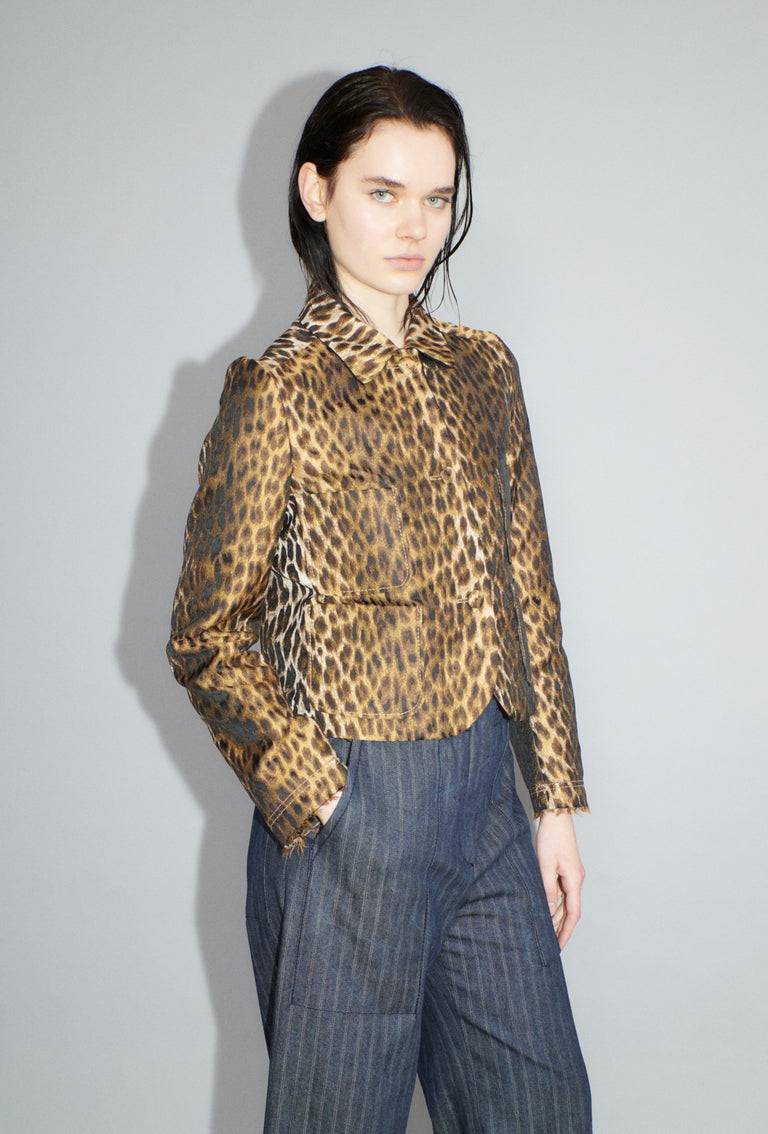 Odeeh Leopard Jaquard Jacke, Hazelnut Vierteljährliche Förderung