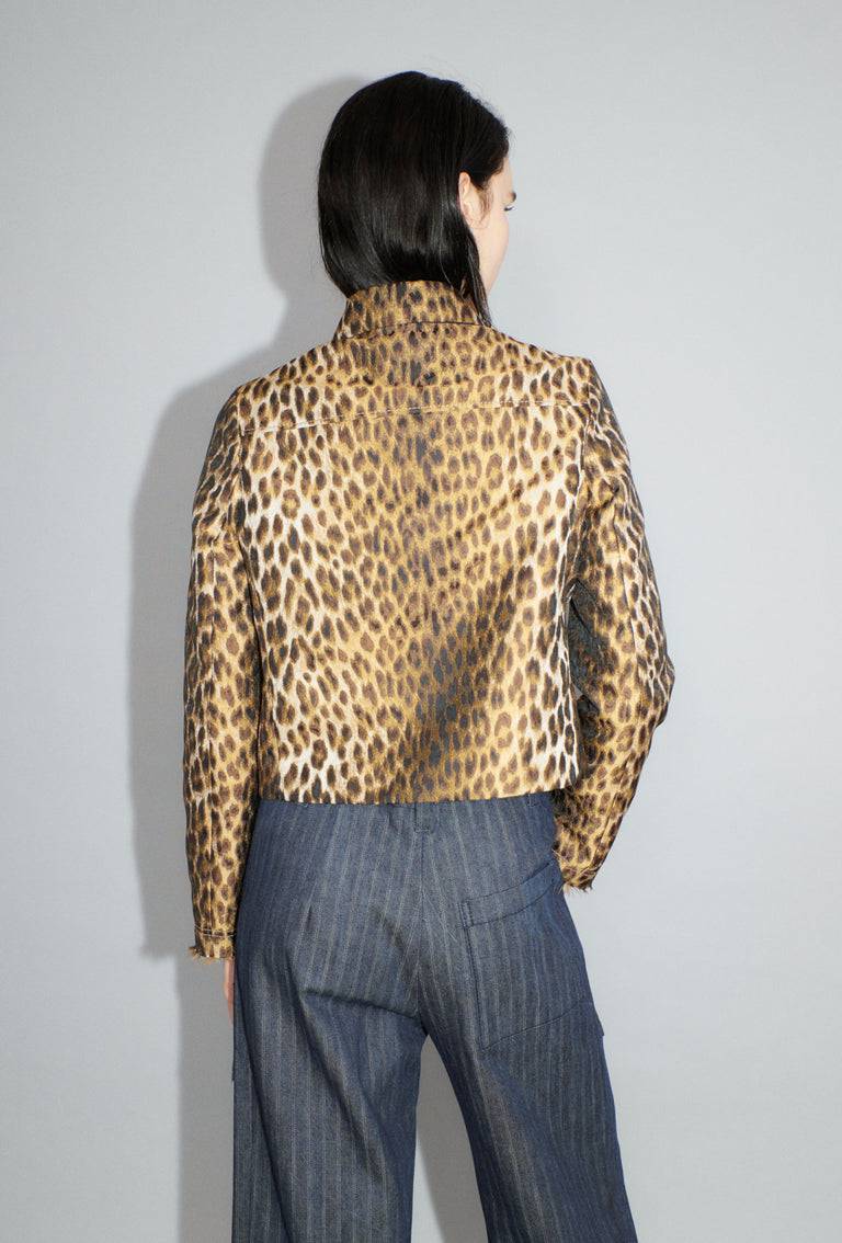 Odeeh Leopard Jaquard Jacke, Hazelnut Vierteljährliche Förderung