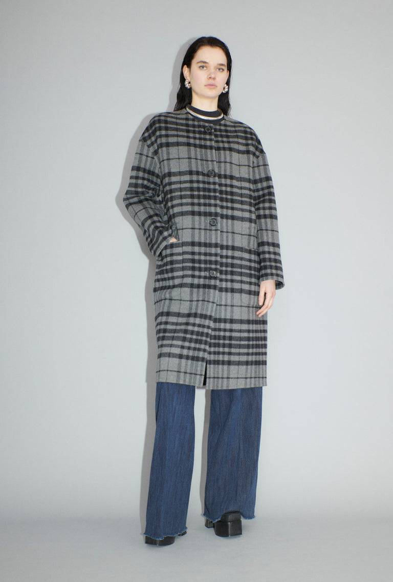 Odeeh Double Check Mantel, Flannel Grey 50% Rabatt mit kostenlosem Versand