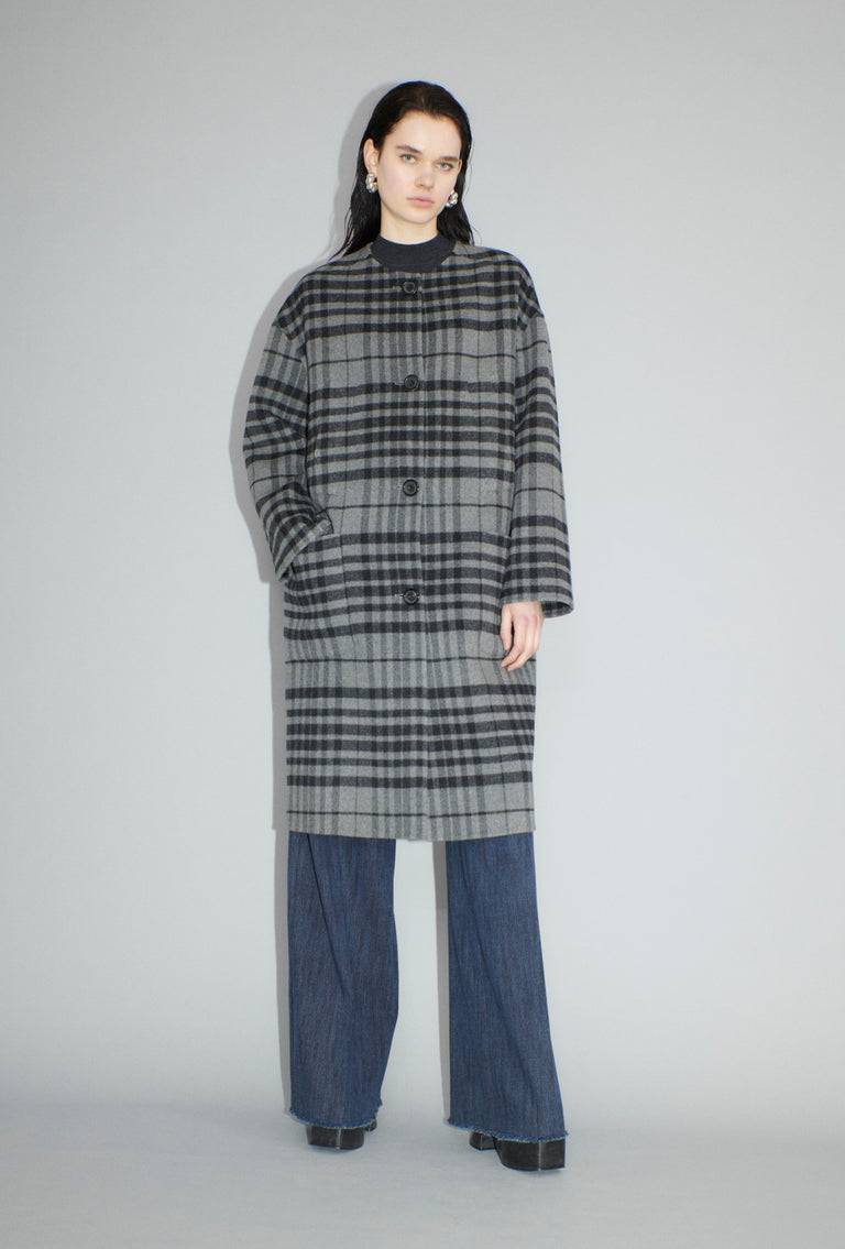Odeeh Double Check Mantel, Flannel Grey 50% Rabatt mit kostenlosem Versand