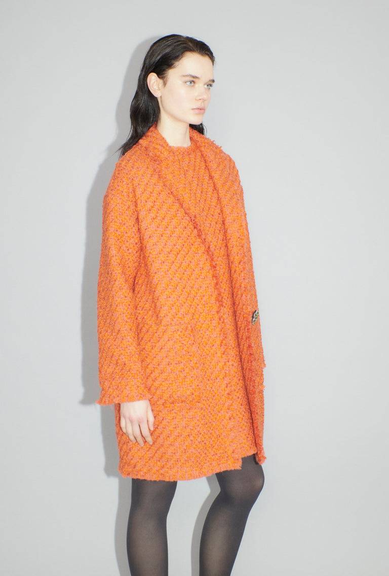 Odeeh Bouclé Tweed Mantel, Mandarin Clearance-Verkauf