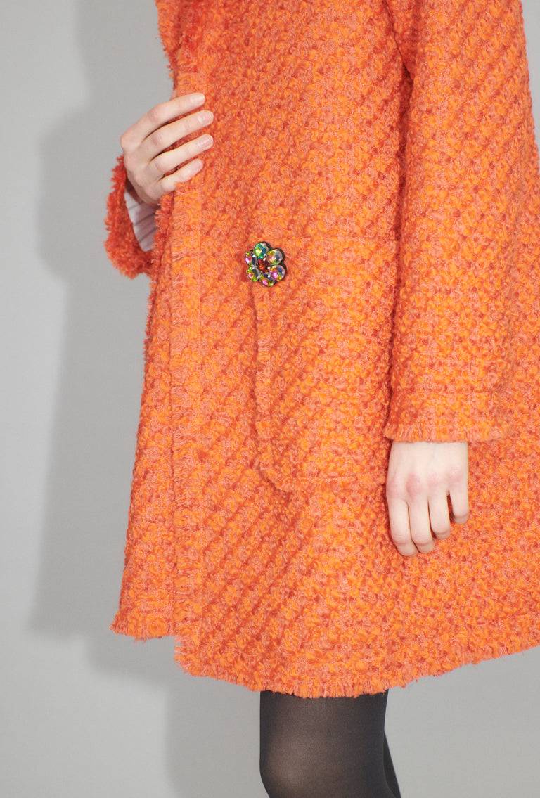 Odeeh Bouclé Tweed Mantel, Mandarin Clearance-Verkauf
