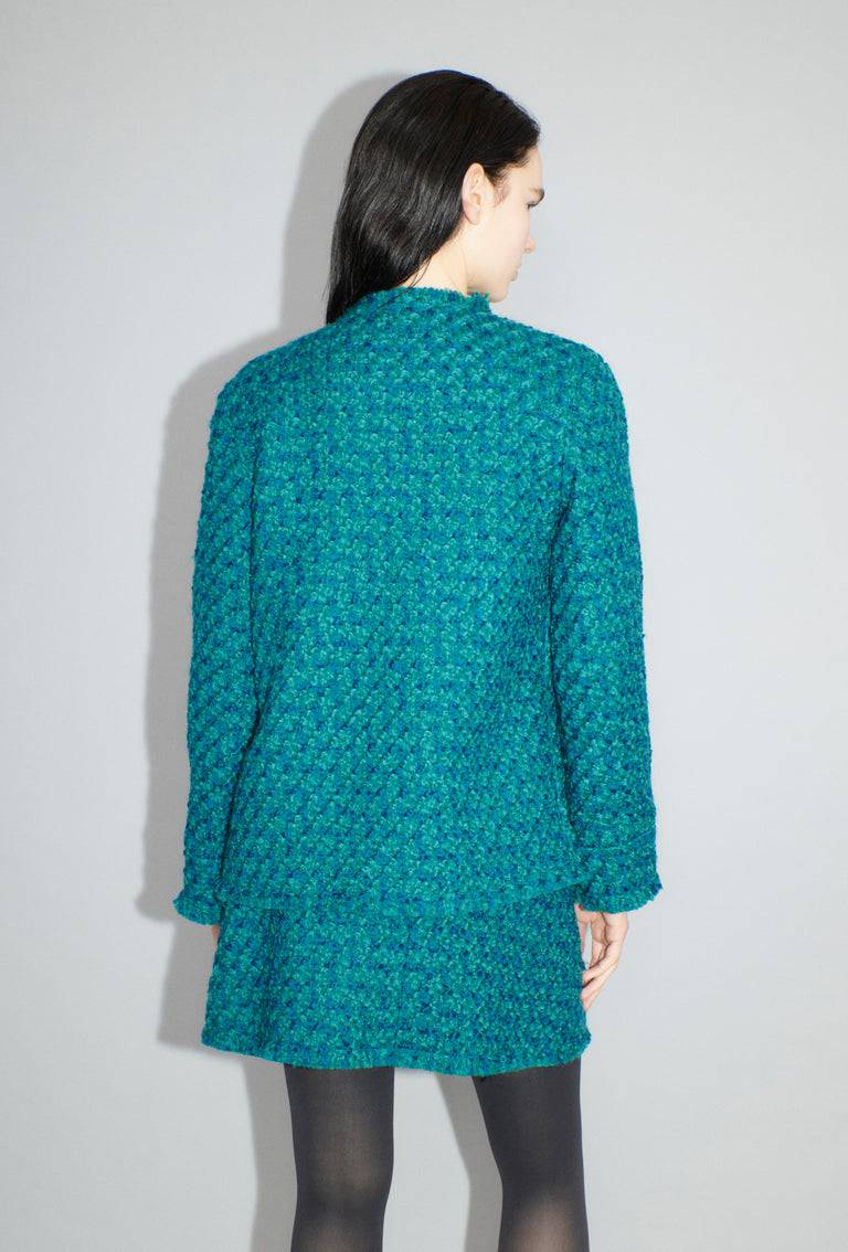 Odeeh Bouclé Tweed Jacke, Dark Peacock Kostenloser Versand international