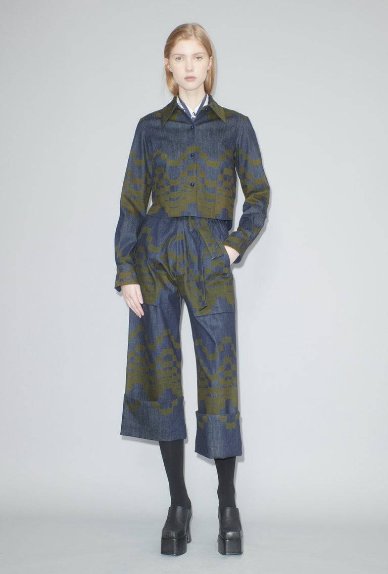 Odeeh Pigment Print Hose, Dark Moss Auslauf
