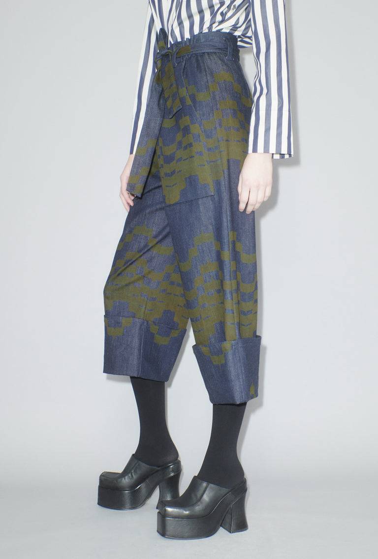 Odeeh Pigment Print Hose, Dark Moss Auslauf