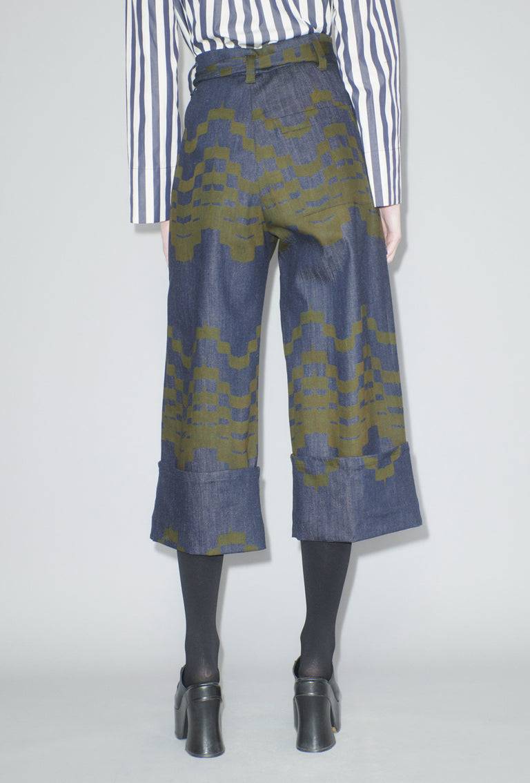 Odeeh Pigment Print Hose, Dark Moss Auslauf