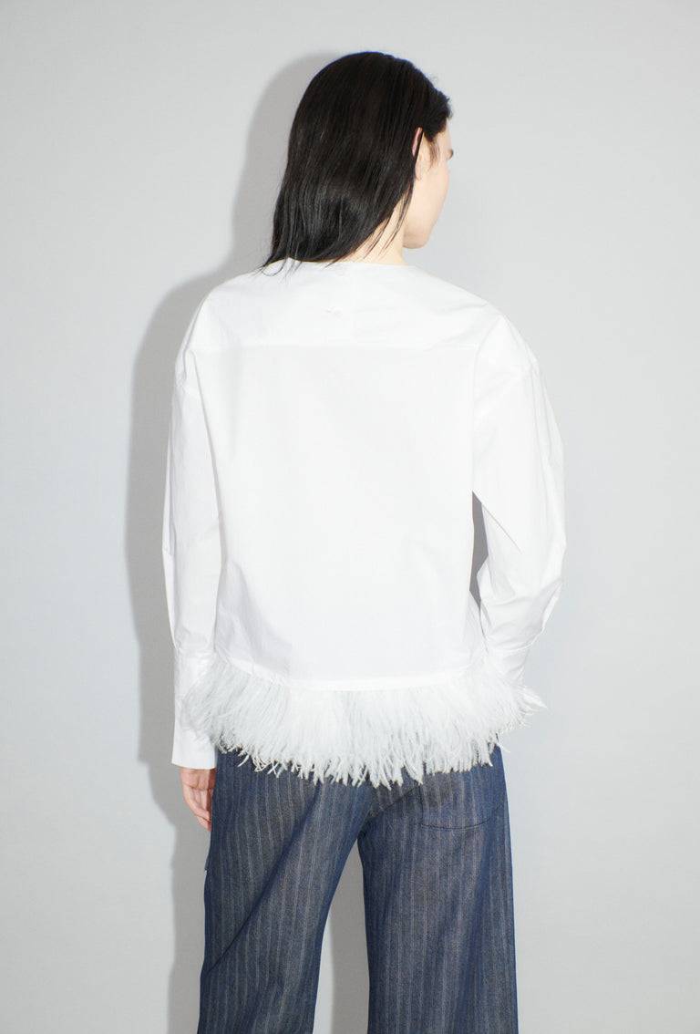 Odeeh Crushed Popeline Bluse, White Versandkostenfrei
