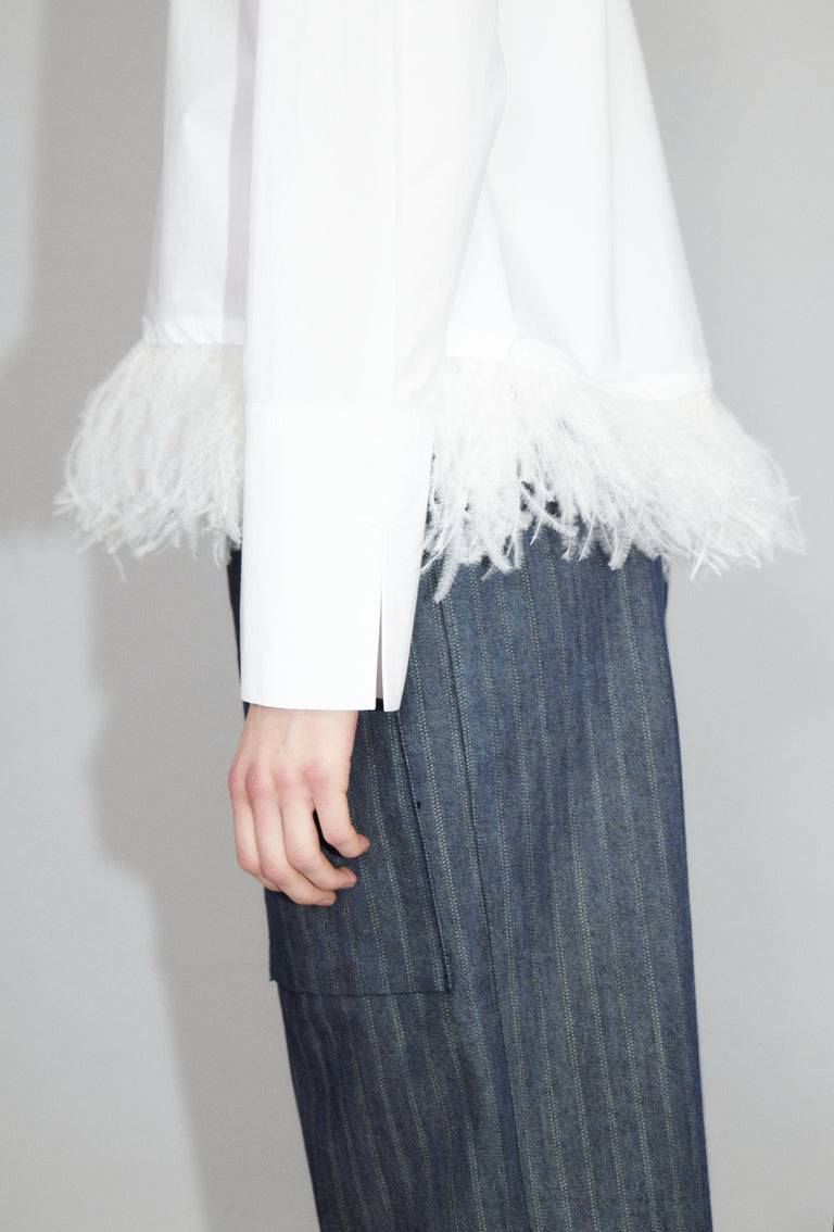 Odeeh Crushed Popeline Bluse, White Versandkostenfrei