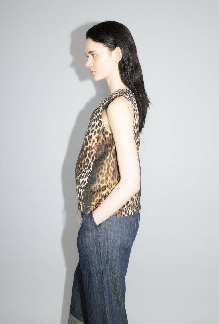 Odeeh Leopard Jaquard Top, Hazelnut Großer Ausverkauf