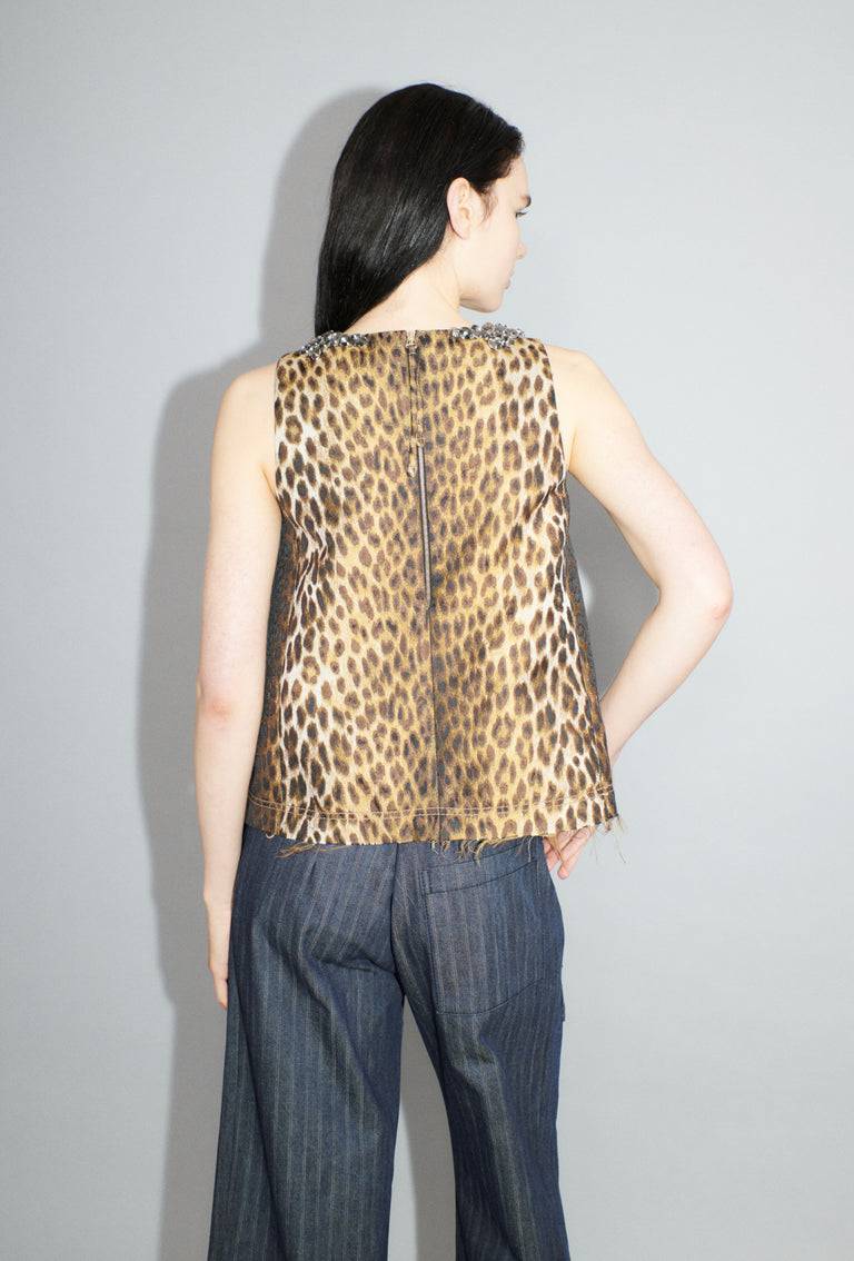 Odeeh Leopard Jaquard Top, Hazelnut Großer Ausverkauf