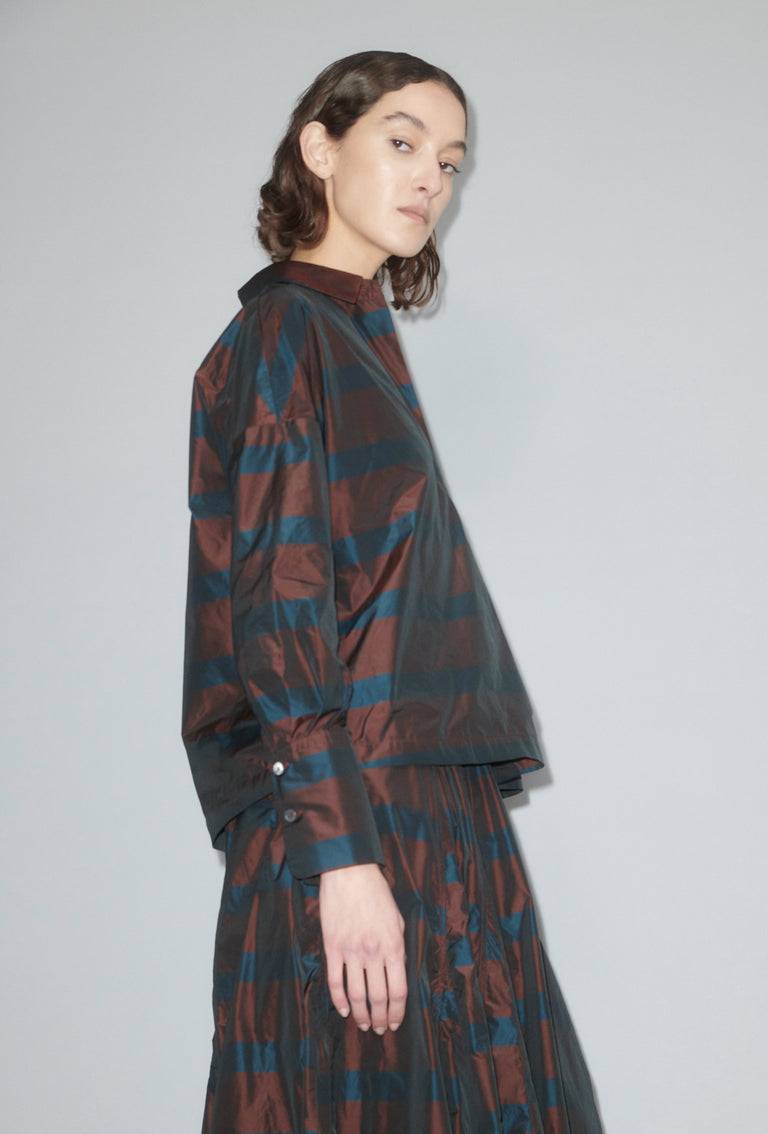 Odeeh Striped Taffeta Bluse, Burgundy Muttertagsangebot