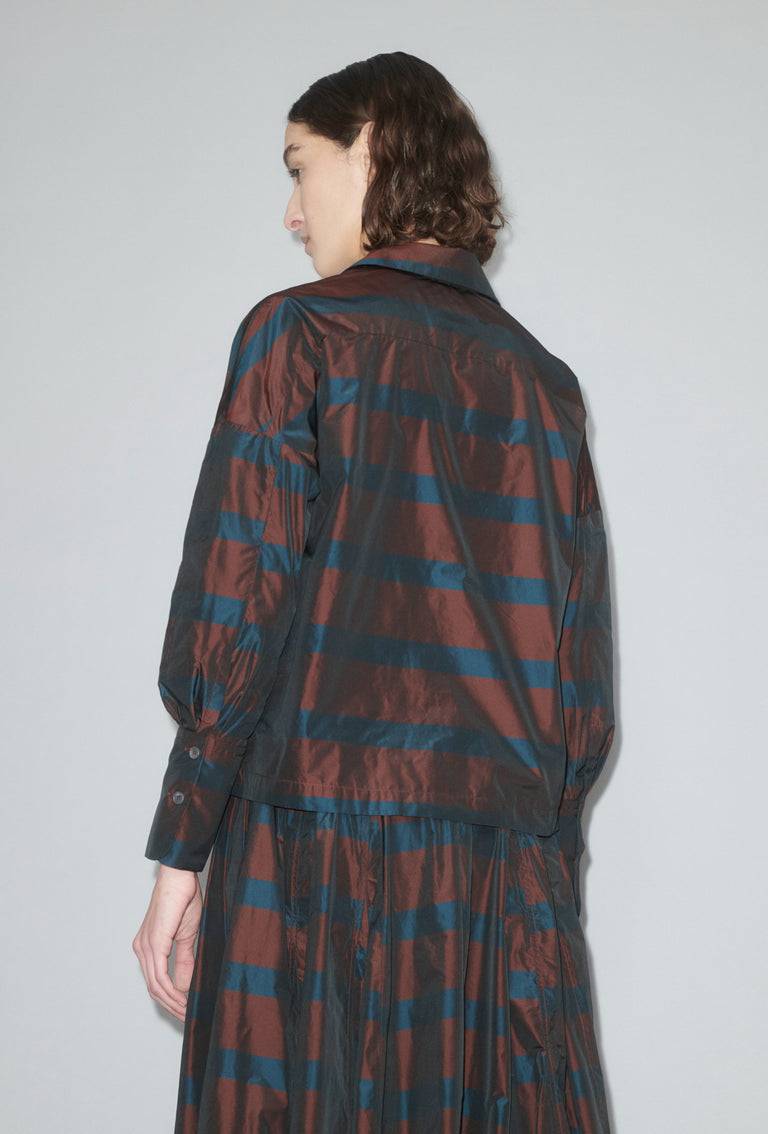 Odeeh Striped Taffeta Bluse, Burgundy Muttertagsangebot