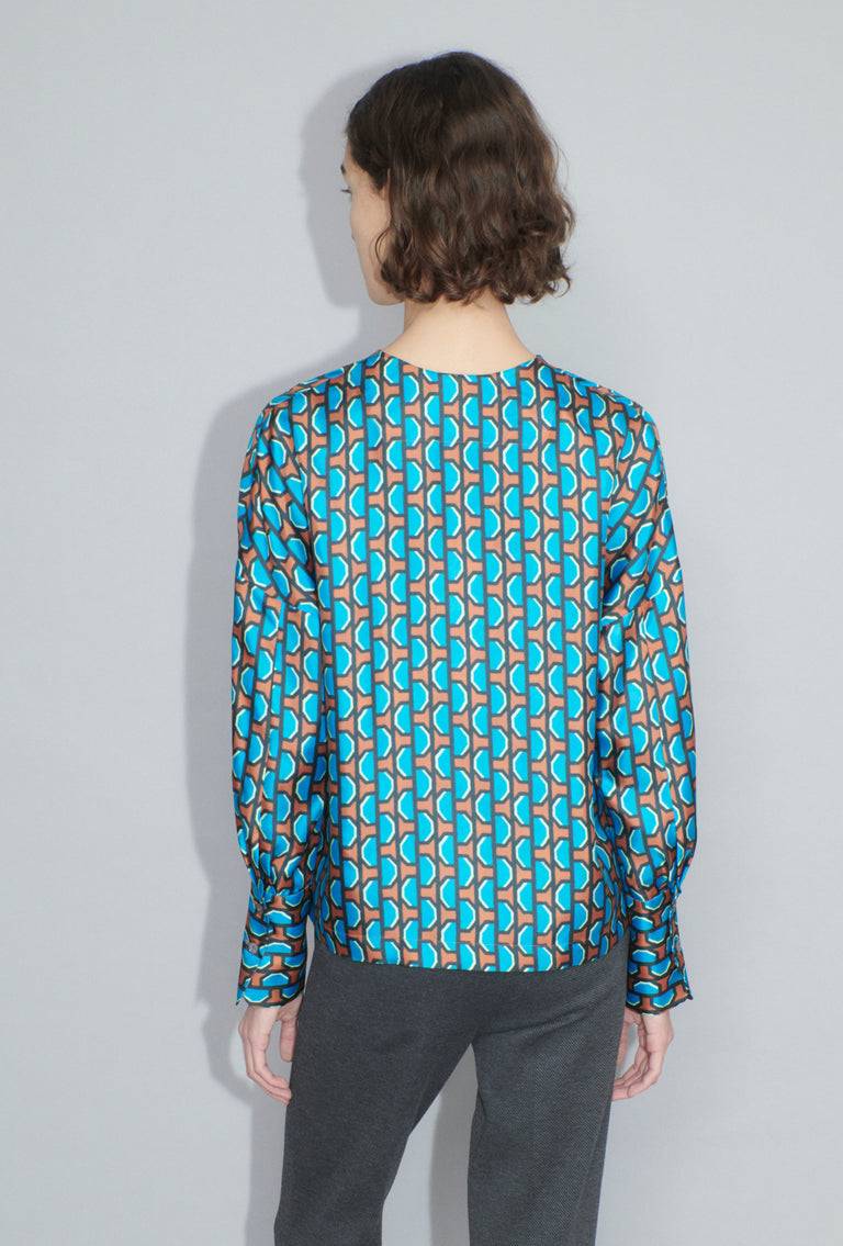 Odeeh Fancy Grid Bluse, Burnt Orange Lagerräumung