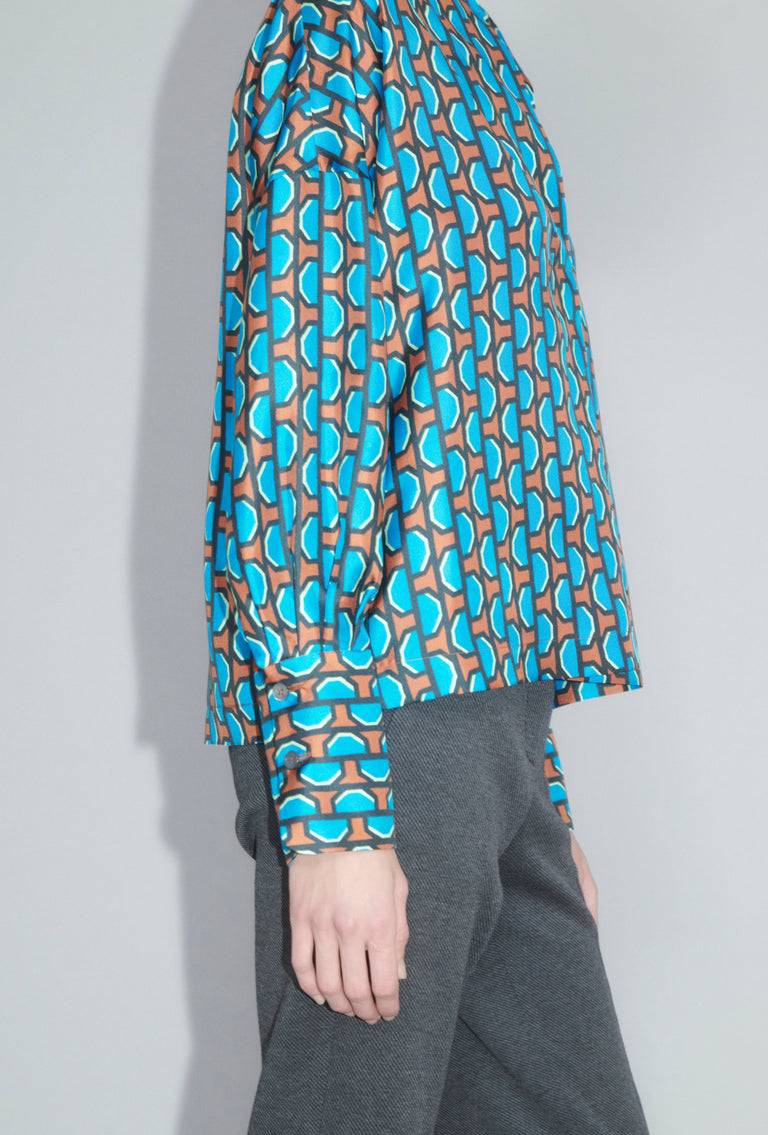 Odeeh Fancy Grid Bluse, Burnt Orange Lagerräumung