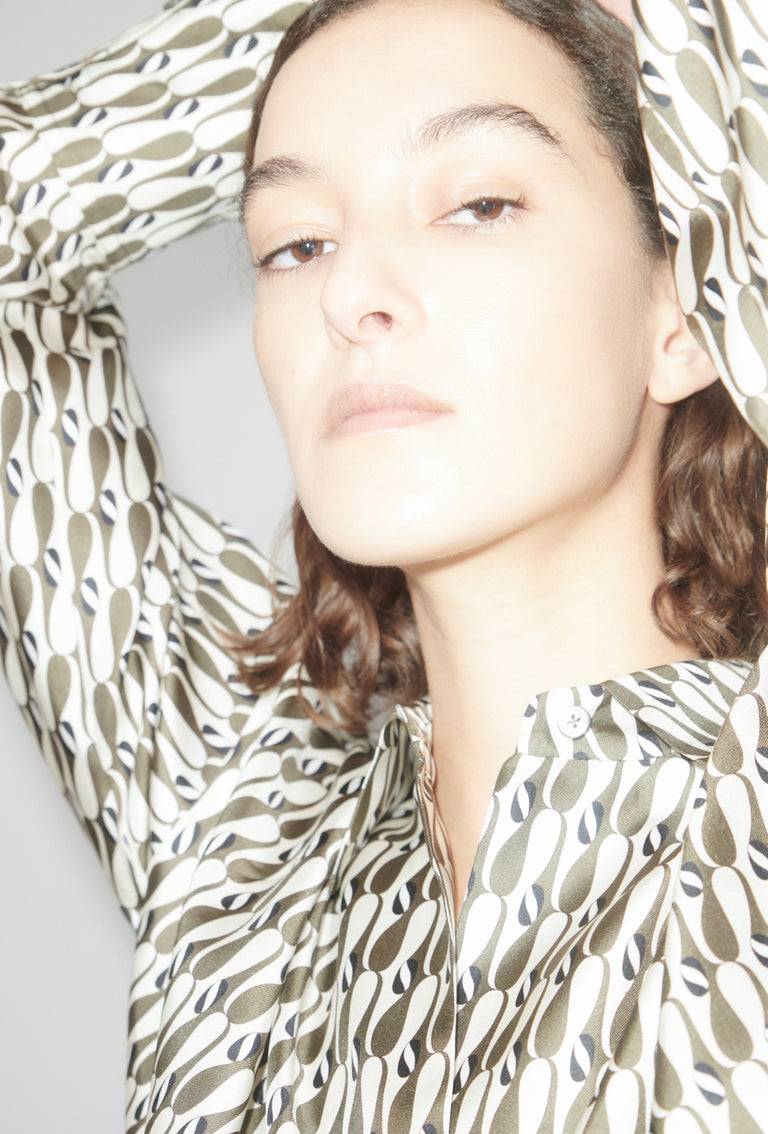 Odeeh Abstract Penguins Bluse, Brown Olive Exklusive Angebote