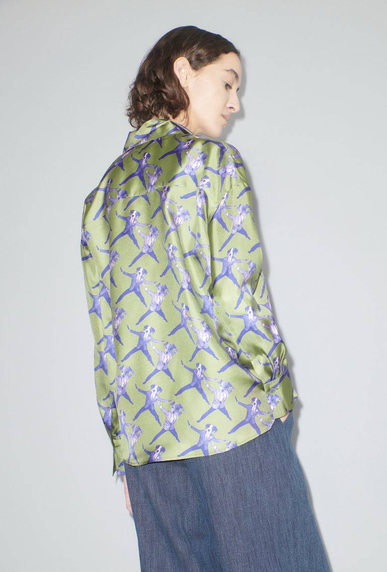 Odeeh Dancing Dogs Bluse, Green Olive Blitzangebot