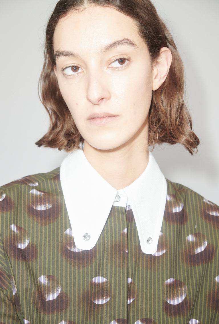 Odeeh Overprinted Stripe Bluse, Dark Olive Große Rabatte