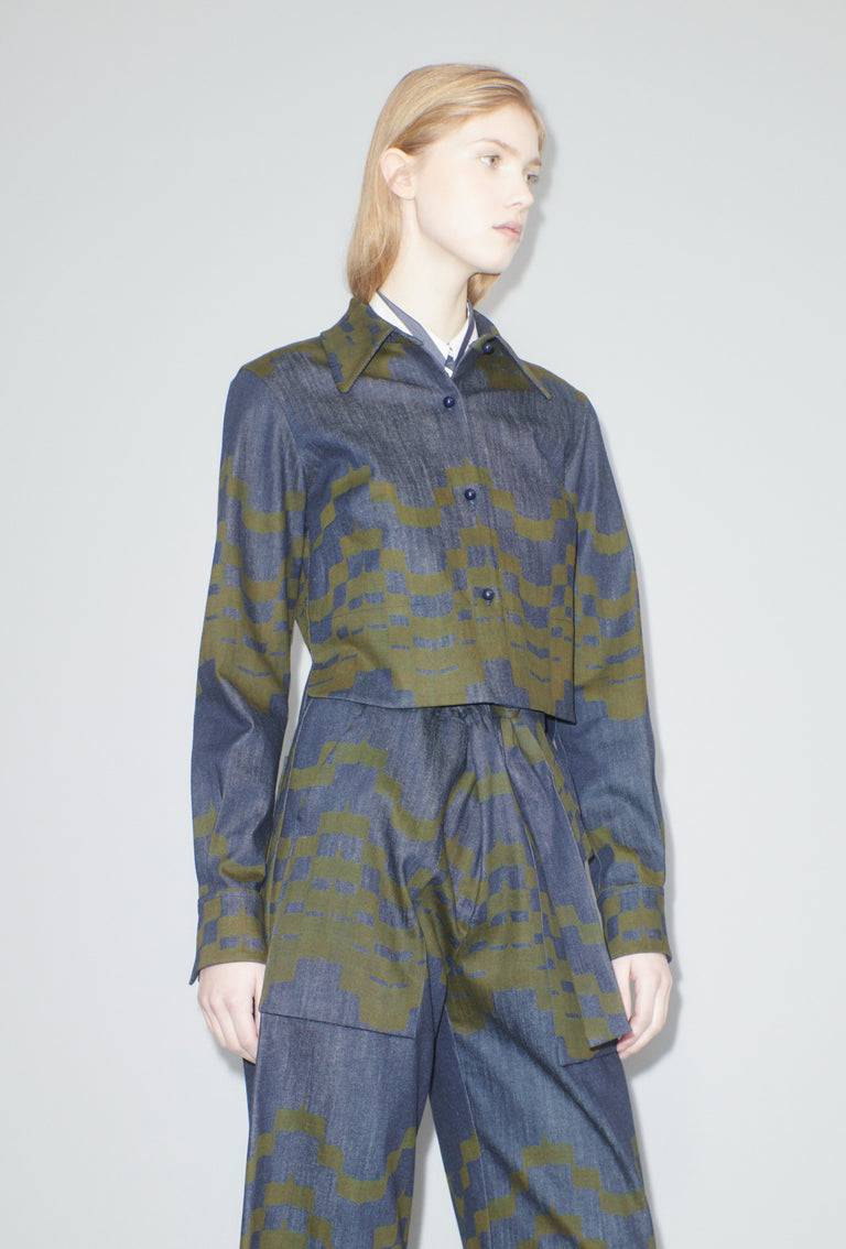 Odeeh Pigment Print Bluse, Dark Moss Bestseller