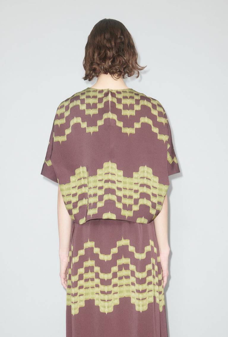 Odeeh Double Printed Degradè Bluse, Goldolive Tiefpreis