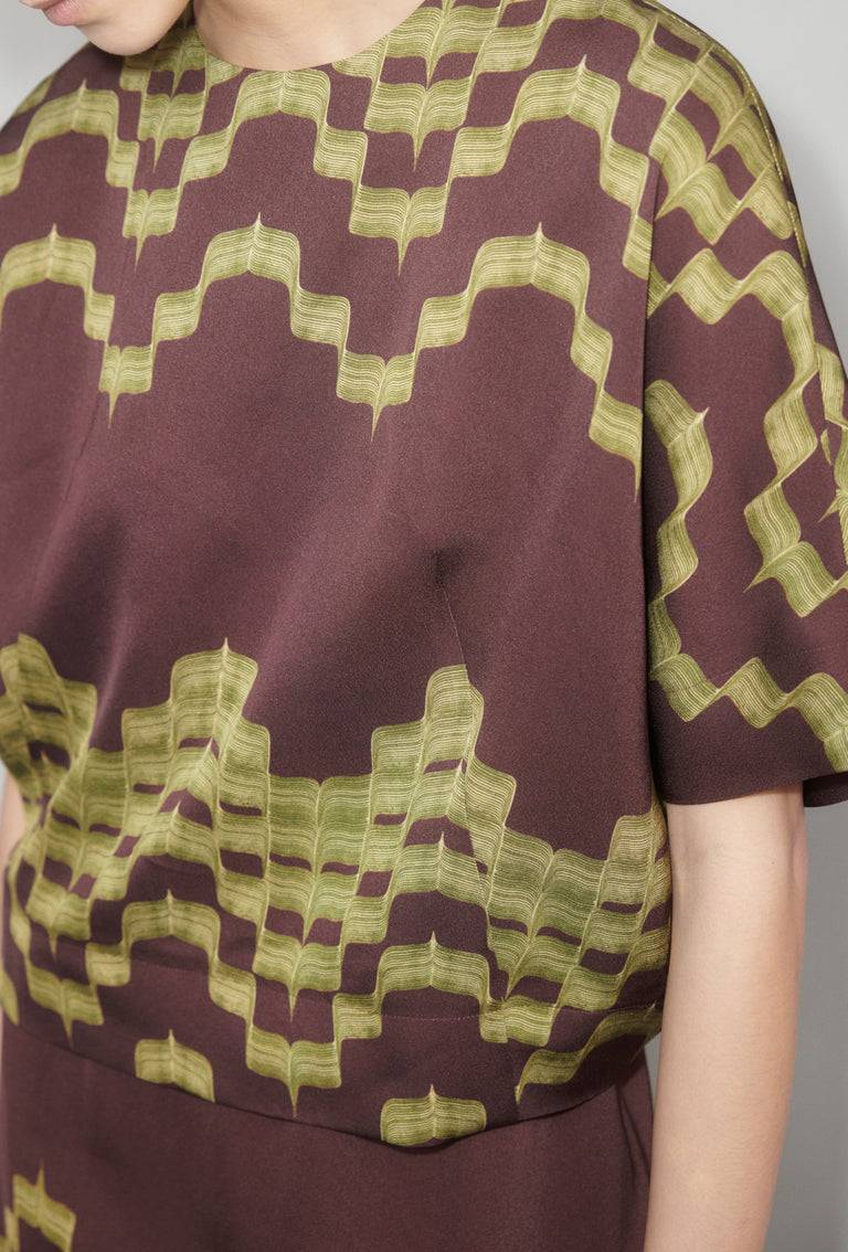 Odeeh Double Printed Degradè Bluse, Goldolive Tiefpreis