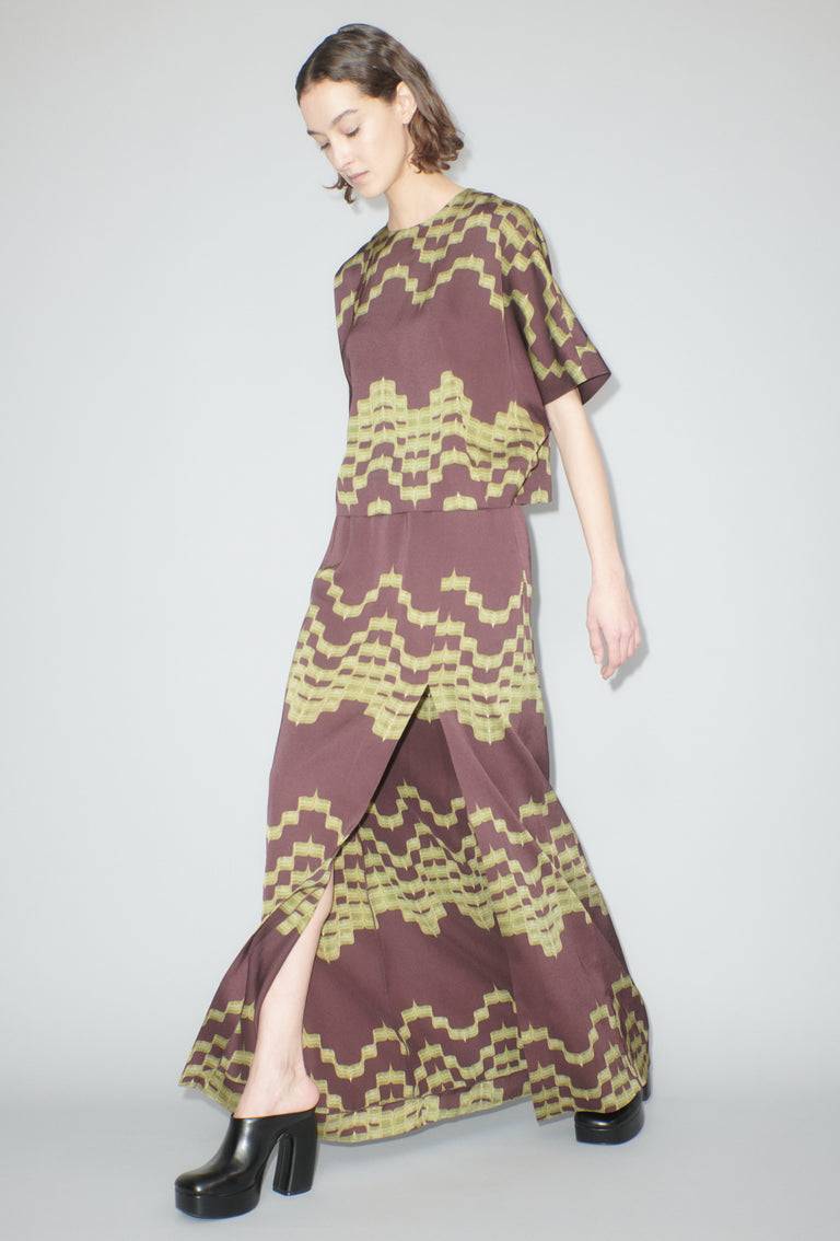 Odeeh Double Printed Degradè Bluse, Goldolive Tiefpreis