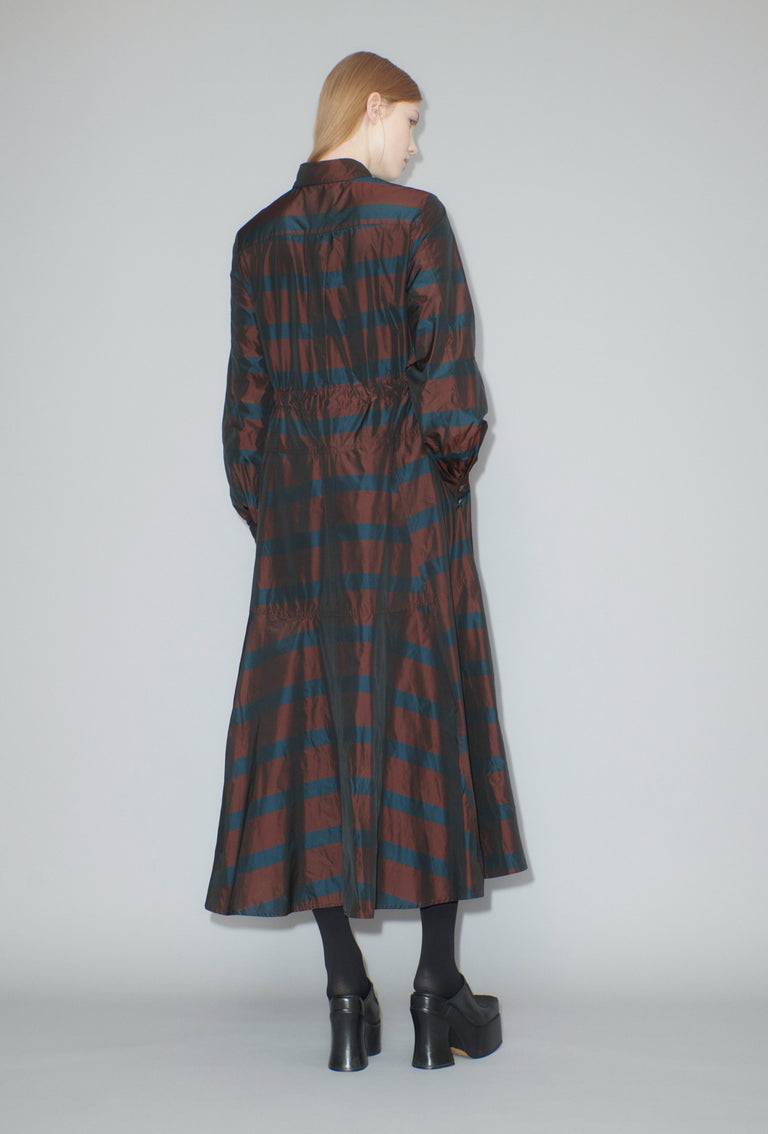 Odeeh Striped Taffeta Kleid, Burgundy Nur für heute