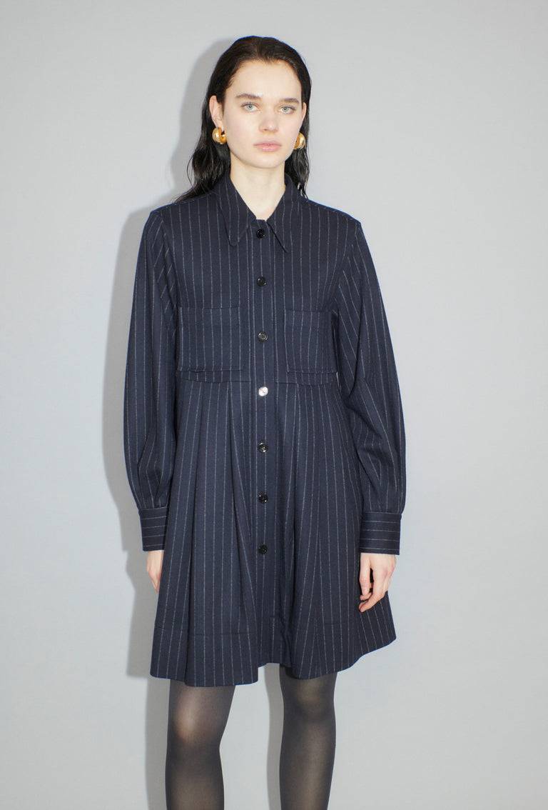 Odeeh Pin Stripe Jersey Kleid, Navy Sonderangebot der Fabrik