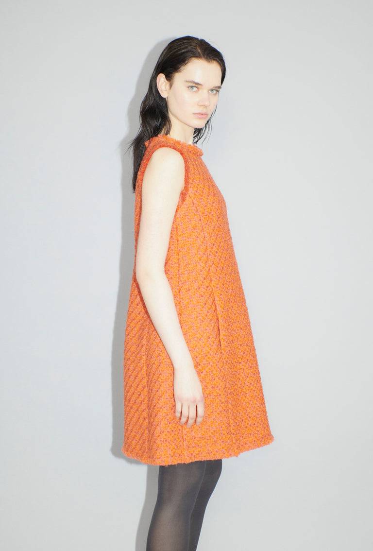 Odeeh Bouclé Tweed Kleid, Mandarin Vierteljährliche Förderung