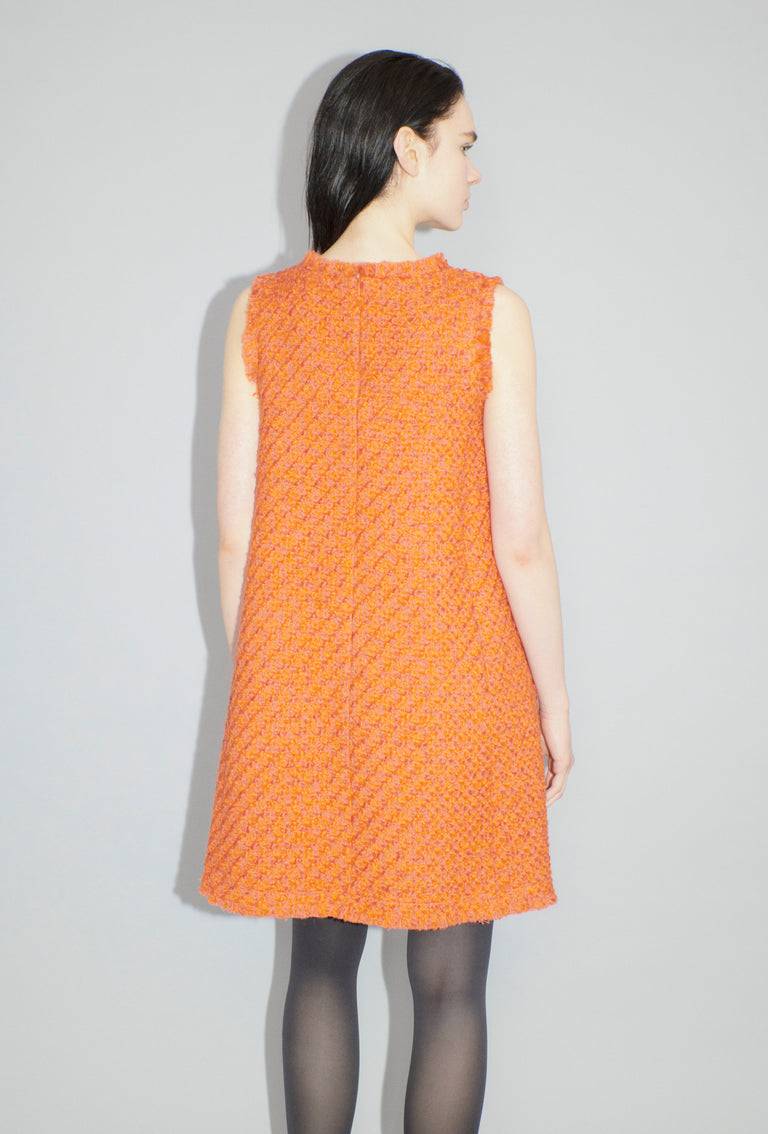 Odeeh Bouclé Tweed Kleid, Mandarin Vierteljährliche Förderung