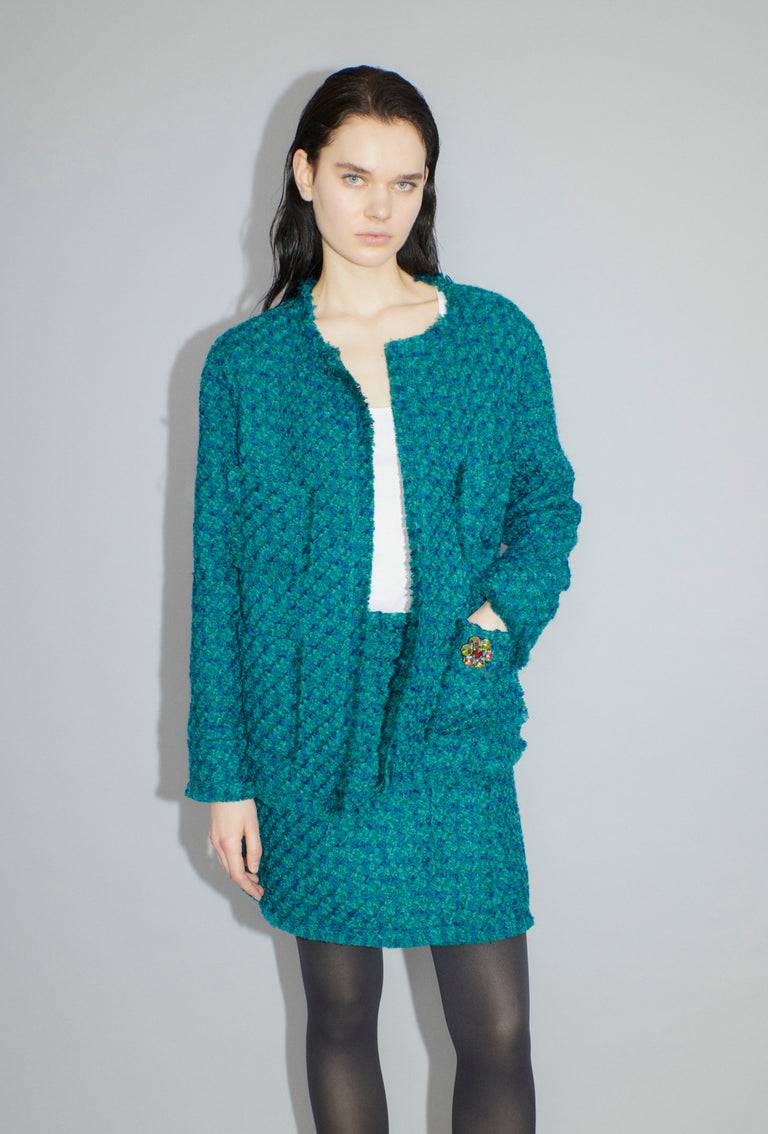 Odeeh Bouclé Tweed Rock, Dark Peacock Bis zu 55% Rabatt
