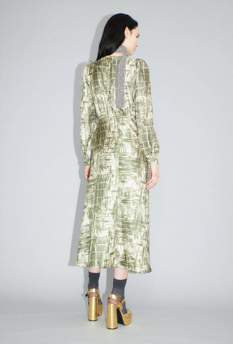 Odeeh Paintbrush Texture Kleid, Dark Olive Fabrikladen