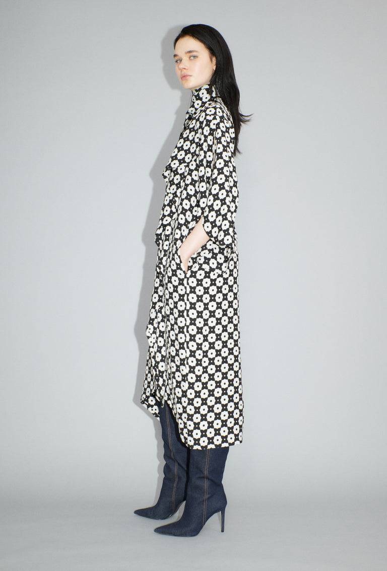 Odeeh Geometric Flowers Kleid, Black White Begrenzt auf 3 Tage