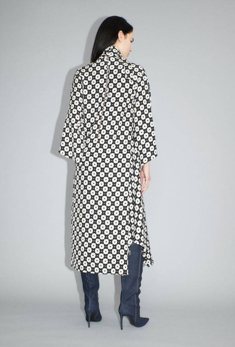 Odeeh Geometric Flowers Kleid, Black White Begrenzt auf 3 Tage