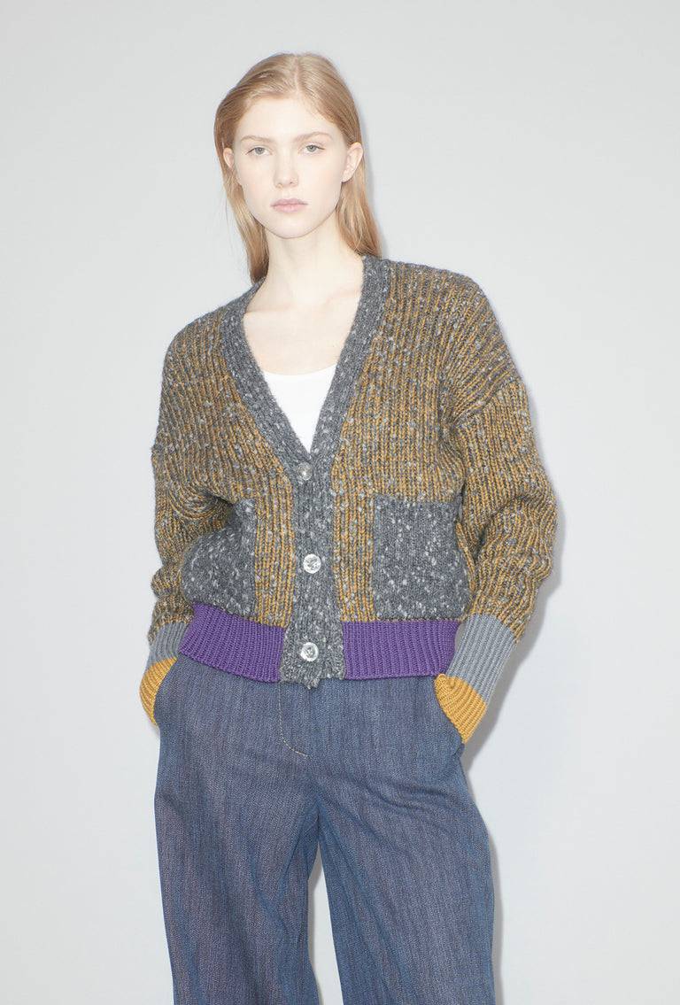 Odeeh Slub Tweed Cardigan, Olive Brown Preisnachlass