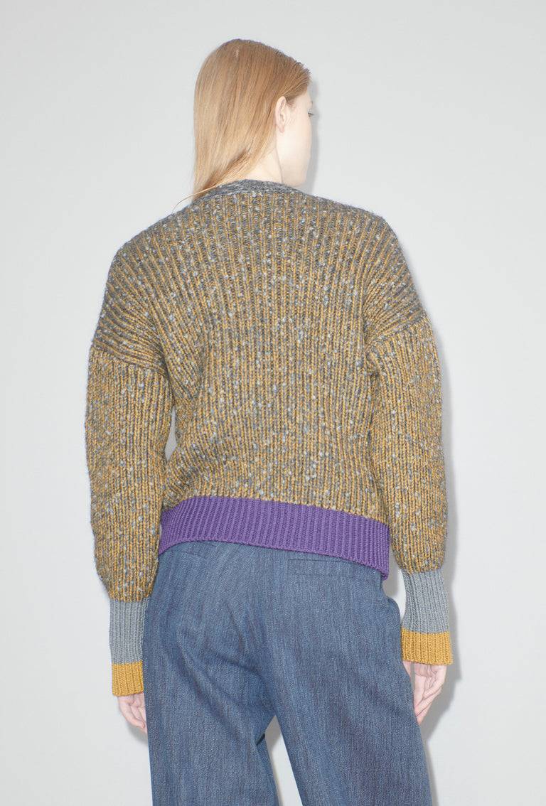 Odeeh Slub Tweed Cardigan, Olive Brown Preisnachlass