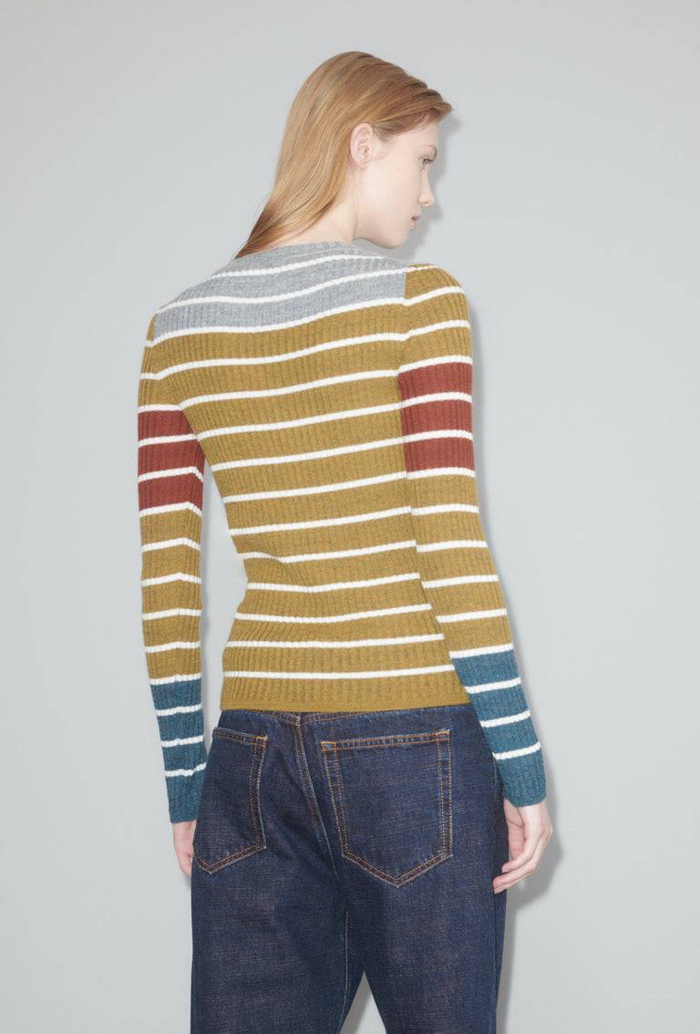 Odeeh Placed Stripe Pullover, Greengold Vatertagsangebot